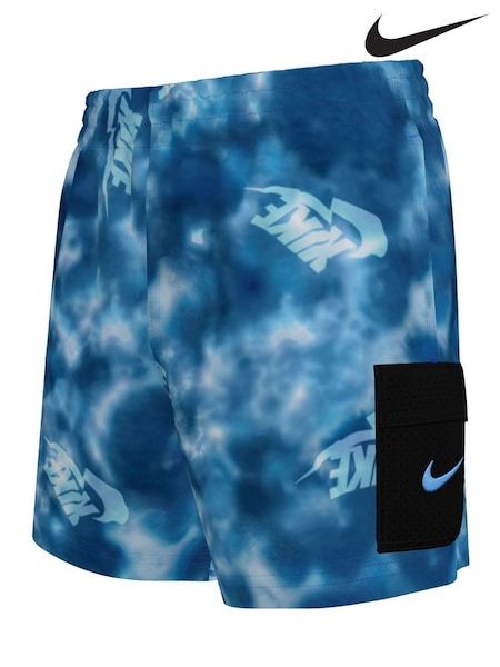 Nike Blue Water Tie Dye 4 Inch Volley Swim Shorts (E88616) | €32
