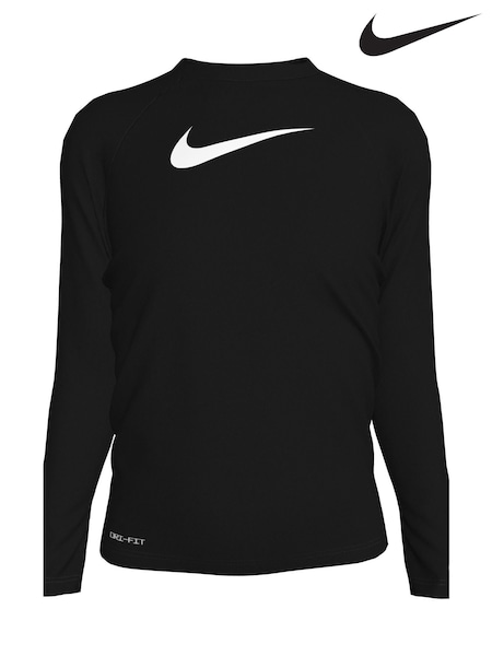 Черный - Nike Swoosh Long Sleeve Hydroguard Rash Vest (E88629) | €32