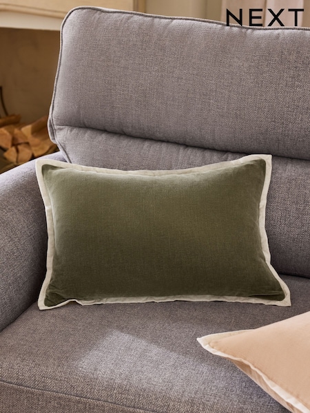 Green Loxley Velvet 40 x 59cm Cushion (E88681) | €25