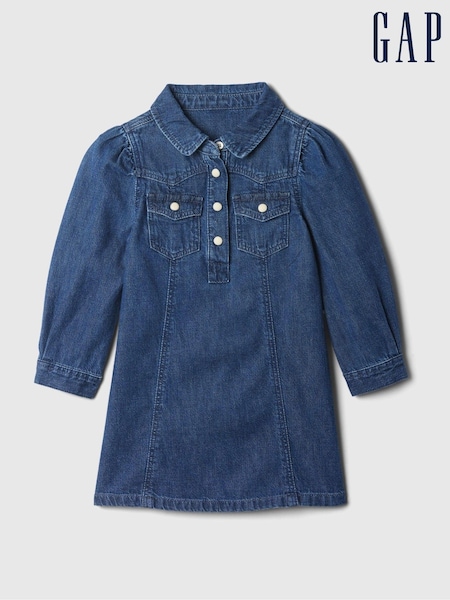 Gap Blue Western Denim Shirt Dress (6mths-5yrs) (E88704) | €17
