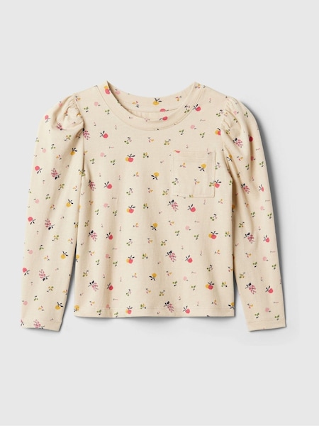 Gap Beige Pocket Puff Sleeve Crew Neck T-Shirt (6mths-5yrs) (E88724) | €5.50