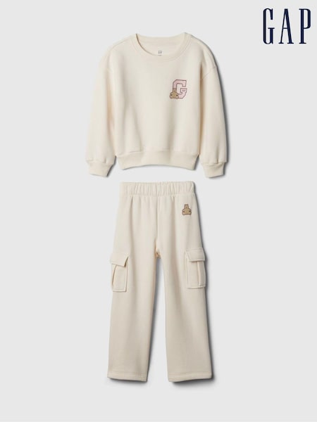 Gap Cream Varsity Crew Neck Jumper & Jogger Set (6mths-5yrs) (E88735) | €23