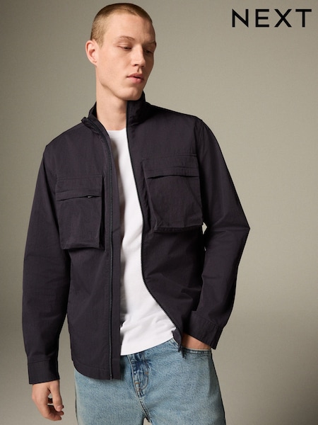 Navy Bluff Pocket Funnel Neck Shacket (E88742) | €66