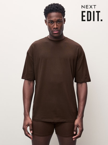 Chocolate Brown EDIT Layering T-Shirt and Trunks Set (E88750) | €21
