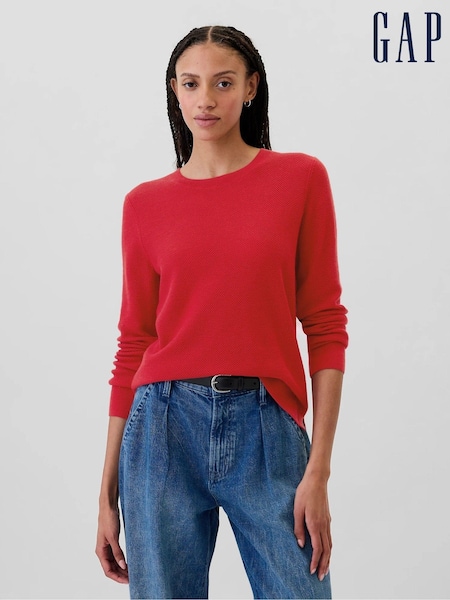 Gap Red Textured Crew Neck Bella Jumper (E88756) | €39