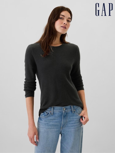 Gap Black Textured Crew Neck Bella Jumper (E88758) | €42