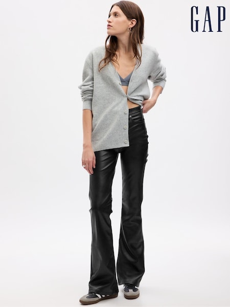 Gap Black High Waisted Faux Leather 70s Flare Jeans (E88771) | €29