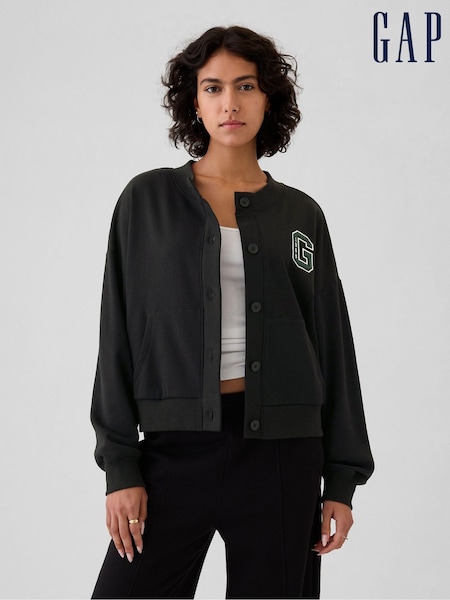 Gap Black Vintage Soft Oversized Varsity Jersey Cardigan (E88784) | €27
