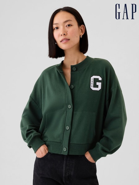 Gap Green Vintage Soft Oversized Varsity Jersey Cardigan (E88785) | €27