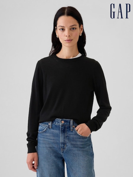 Negru - Gap Merino Wool Crew Neck Jumper (E88797) | 298 LEI