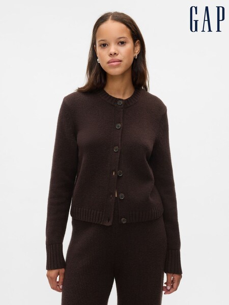 Gap Brown CashSoft Long Sleeve Crew Neck Cardigan (E88820) | €29