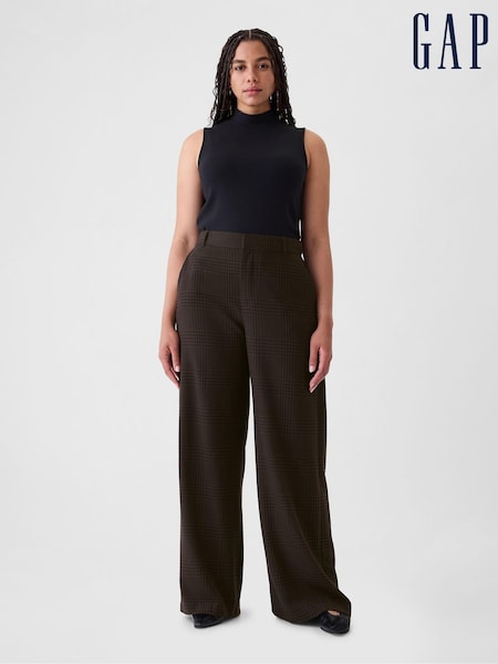 Gap Brown 365 High Waisted Brushed Twill Pleated Taper Trousers (E88842) | €34