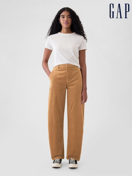Gap Camel 365 High Rise Corduroy Tapered Trousers (E88848) | €38