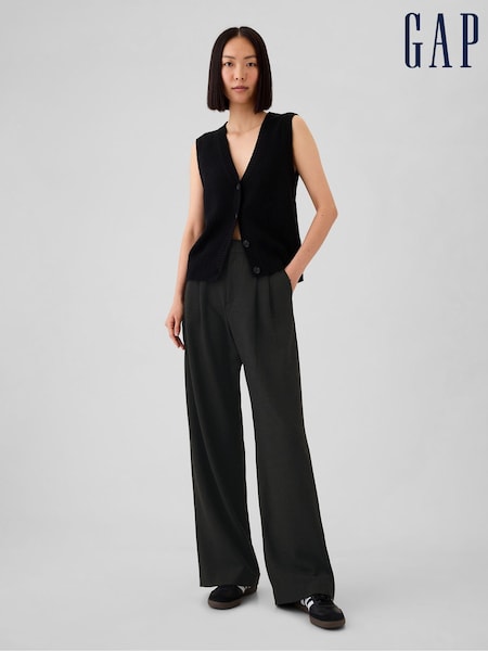 Gap Black 365 High Waisted Brushed Twill Pleated Trousers (E88852) | €34