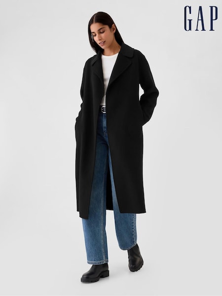 Gap Black Belted Double Faced Wool-Blend Trench Coat (E88858) | € 218