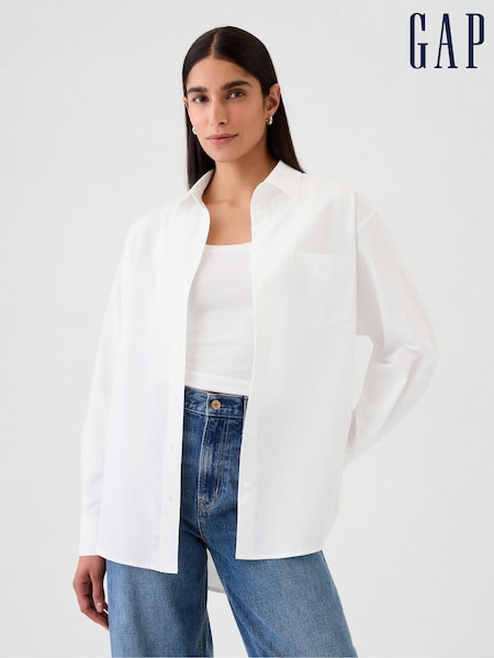Gap White Organic Cotton Oxford Oversized Shirt (E88860) | €22.50