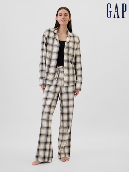 Gap White Matching Family Christmas Relaxed Flannel Pyjama Bottoms (E88865) | €17