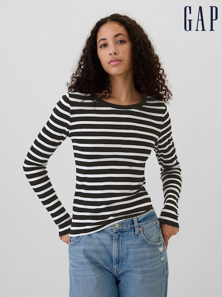 Negro de rayas - Gap Favourite Cotton-Modal Crew Neck Long Sleeve T-Shirt (E88868) | 25 €