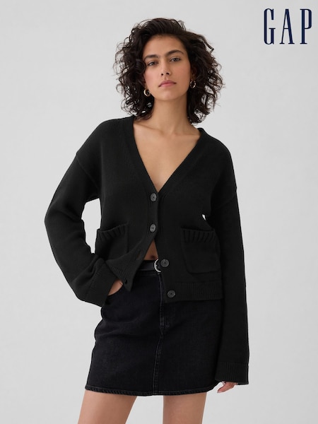 črna - Gap V-Neck Pocket Cardigan (E88877) | € 59