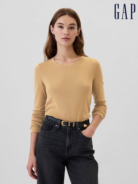 Gap Brown Favourite Cotton-Modal Crew Neck Long Sleeve T-Shirt (E88882) | €23