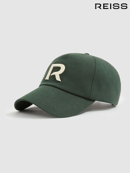 Reiss Green/Ivory Swanson Twill Logo-Embroidered Cap (E88902) | €84