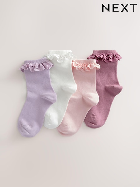 Multi 4 Pack Cotton Rich Ruffle Frill Ankle Socks (E88932) | €11.50 - €14