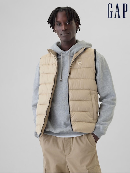 Gap Beige Logo Water Resistant Puffer Gilet Jacket (E88948) | €46