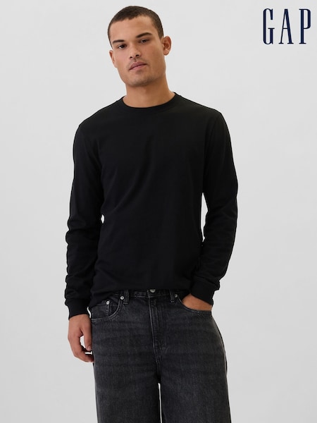 Gap Black Long Sleeve Everyday 100% Cotton Crew Neck T-Shirt (E88989) | €21