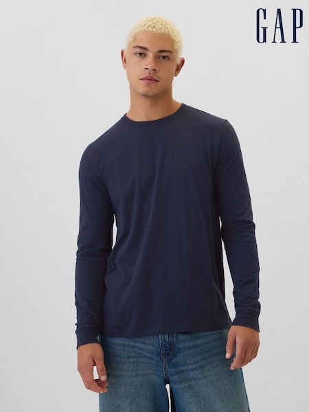Gap Navy Blue Long Sleeve Everyday 100% Cotton Crew Neck T-Shirt (E88993) | €21