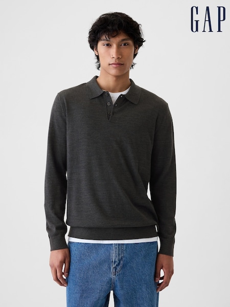 Gap Grey Merino Wool Polo Jumper (E88998) | €79