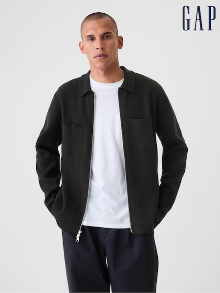 Gap Black Zip Up Knit Bomber Jacket (E89002) | €38