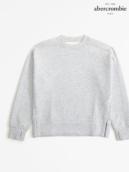 Abercrombie & Fitch Grey Logo Graphic Crew Sweatshirt (E89077) | R$ 395 - R$ 415