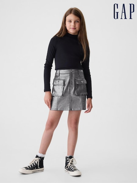 Gap Grey Cargo Foil Denim Skirt (10-13yrs) (E89144) | €23