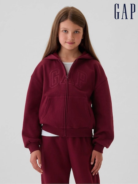 Gap Burgundy Red Logo Zip Up Hoodie (4-13yrs) (E89165) | €23