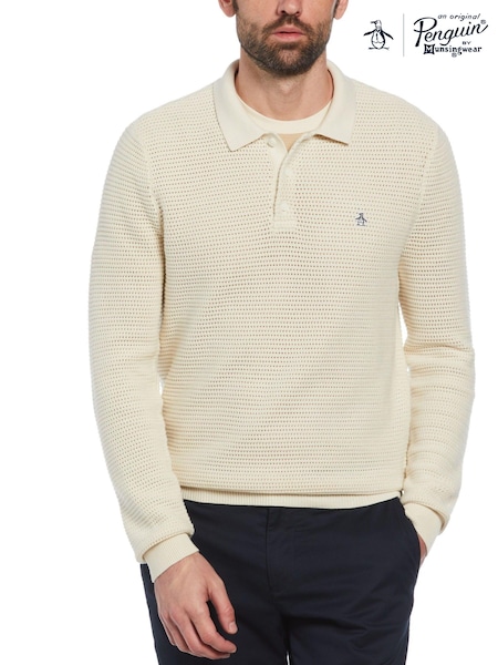 Original Penguin Natural 100% Cotton Mesh Polo Collar Sweater (E89206) | 354 LEI