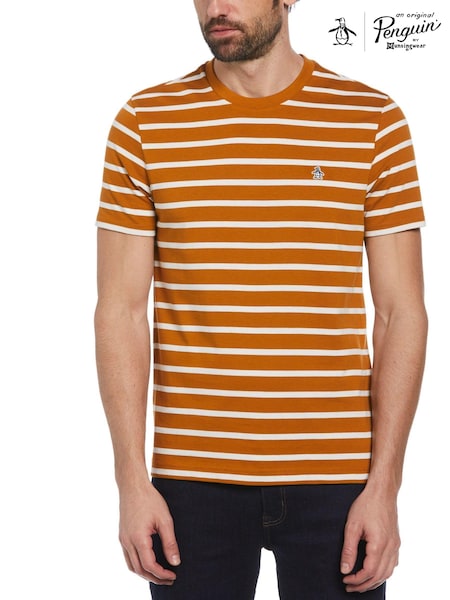 Original Penguin Breton Stripe Jersey Brown T-Shirt (E89208) | €27