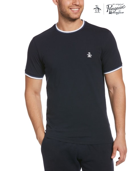 Original Penguin Blue Sticker Pete Ringer T-Shirt in Dark Sapphire (E89216) | R$ 345