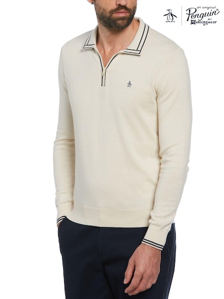Original Penguin Natural Cashmere Like 100% Cotton Polo Neck Sweater (E89239) | 354 LEI