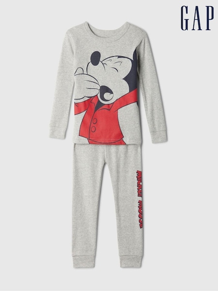 Gap Grey Disney Mickey Mouse Organic Cotton Pyjama Top & Bottoms Set (6mths-5yrs) (E89294) | €11.50