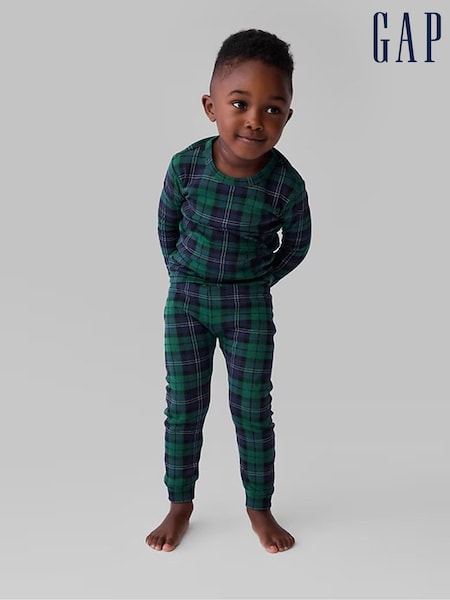 Gap Green Matching Family Christmas Kids Cotton Pyjamas (6mths-5yrs) (E89306) | €12.50