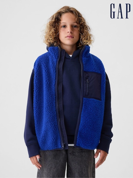 Gap Blue Sherpa Zip Up Gilet (4-13yrs) (E89345) | €19.50