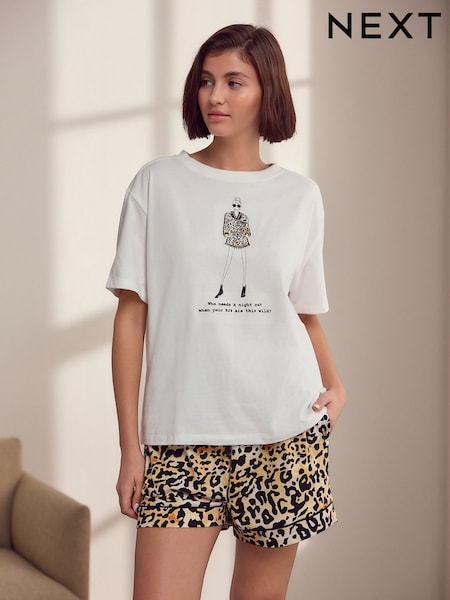 מנומר - Proud London Cotton Short Set 100% Cotton Pyjamas (E89460) | ‏73‏₪