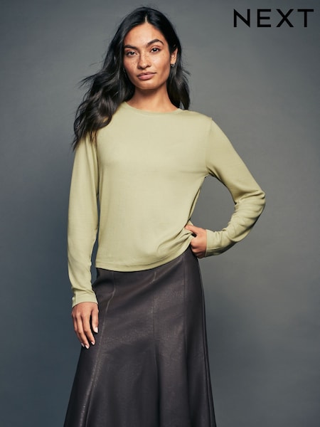 Limette - Weiches geripptes Shirt mit langen Ärmeln und TENCEL™ Lyocell (E89491) | 9 €