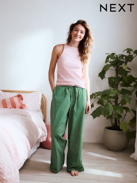وردي/أخضر مقلم - Rib Vest Pyjamas (E89509) | ‏124 ر.س.‏