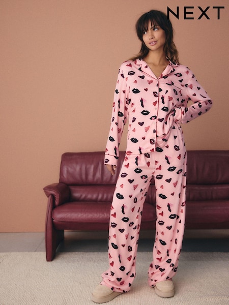 Pink Lips Button Through Pyjamas (E89517) | €28