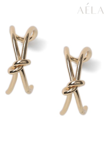 Aela Gold Tone Knot Hoop Earrings (E89574) | ‏50‏₪