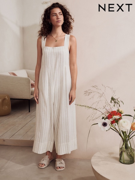 Rayas neutras - Linen Blend Jumpsuit (E89604) | 53 €
