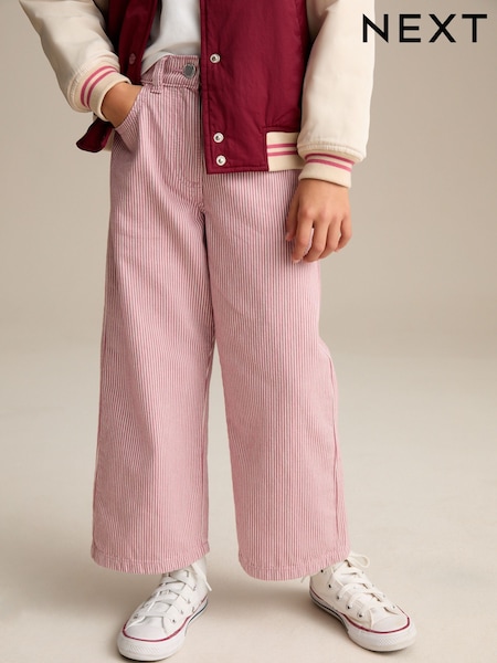 Pink Stripe 100% Cotton Wide Leg Trousers (3-16yrs) (E89694) | AED81 - AED107