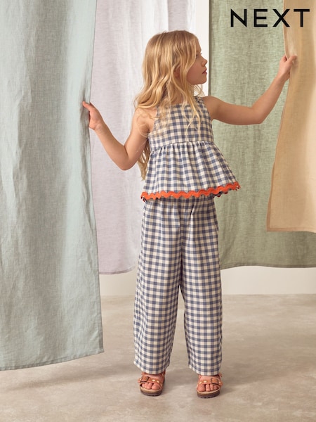Blue Gingham Top And Trousers Set (3-16yrs) (E89702) | AED132 - AED157