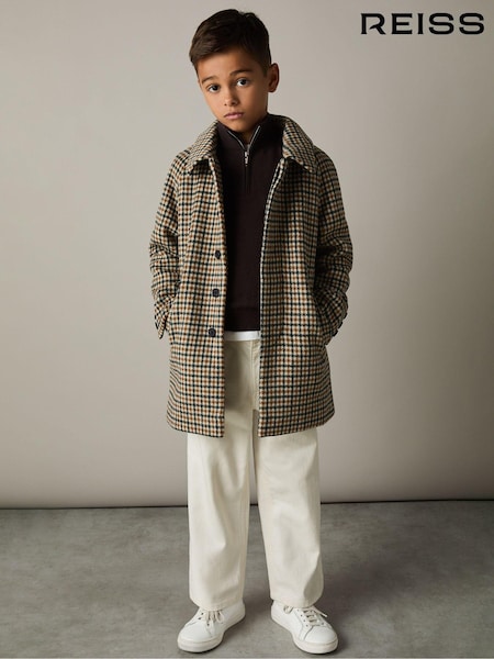 Reiss Brown Multi Region Wool-Blend Shephards Check Coat (E89940) | €142